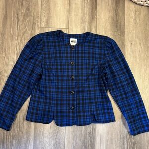 💙Leslie Fay💙 Blue and Black Plaid Blazer